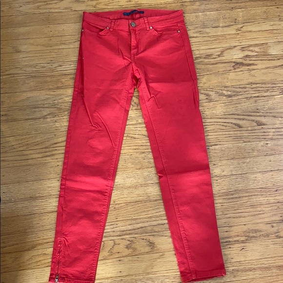 New Zara Red Jeans Sz 6 - Picture 1 of 4